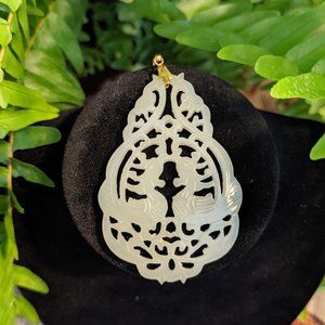 White Large Acrylic Jade Rooster Fish Pendant